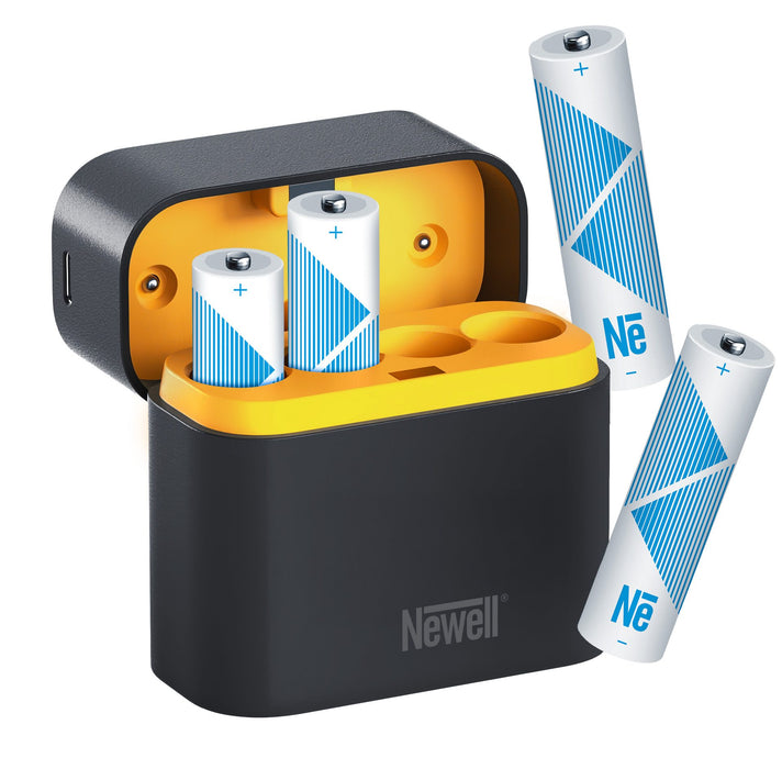 Newell Four Channel Charger + 4 Li-ion AA Rechargeable Batteries Set - 2000 mAh