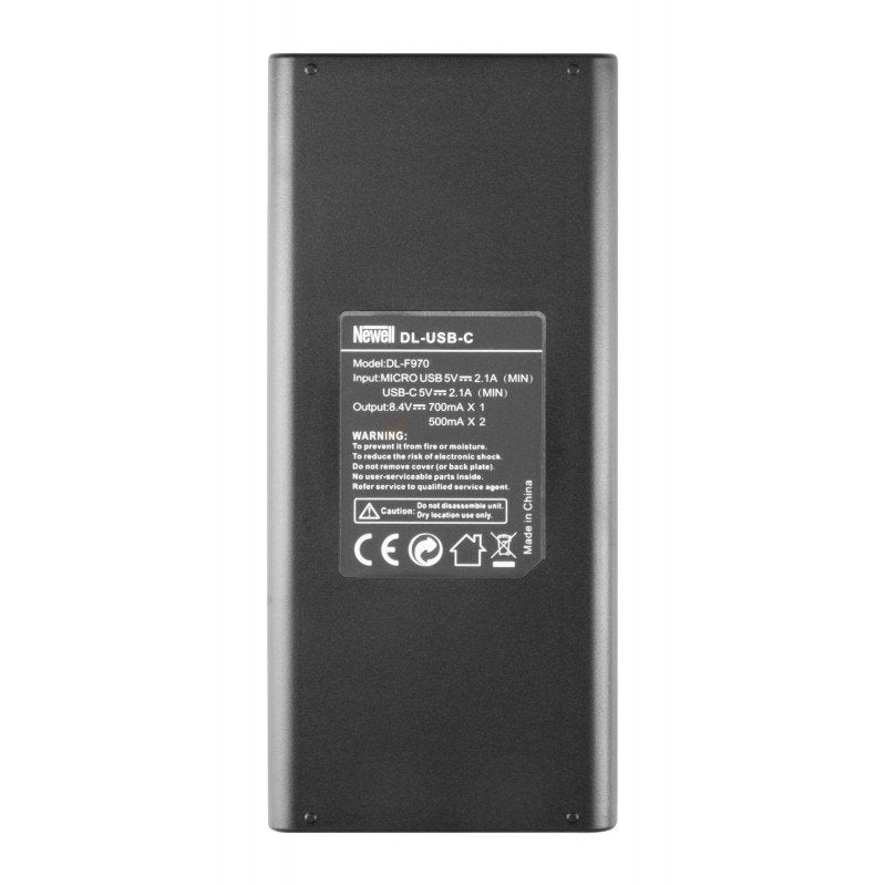 Set 1x Newell DL-USB-C charger and 2x NP-F570 batteries for Sony