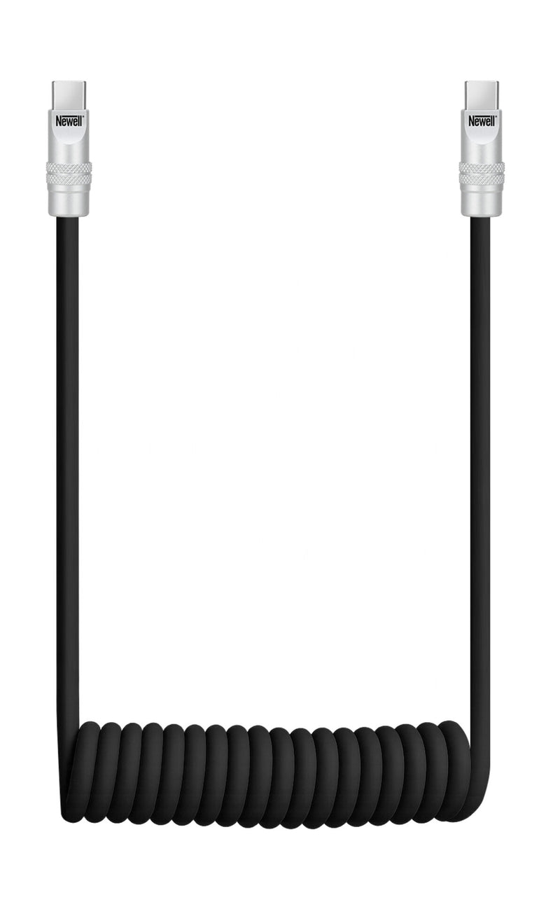 Newell USB-C - USB-C 100 W cable, 2 m, Silicone, Spiral, Black