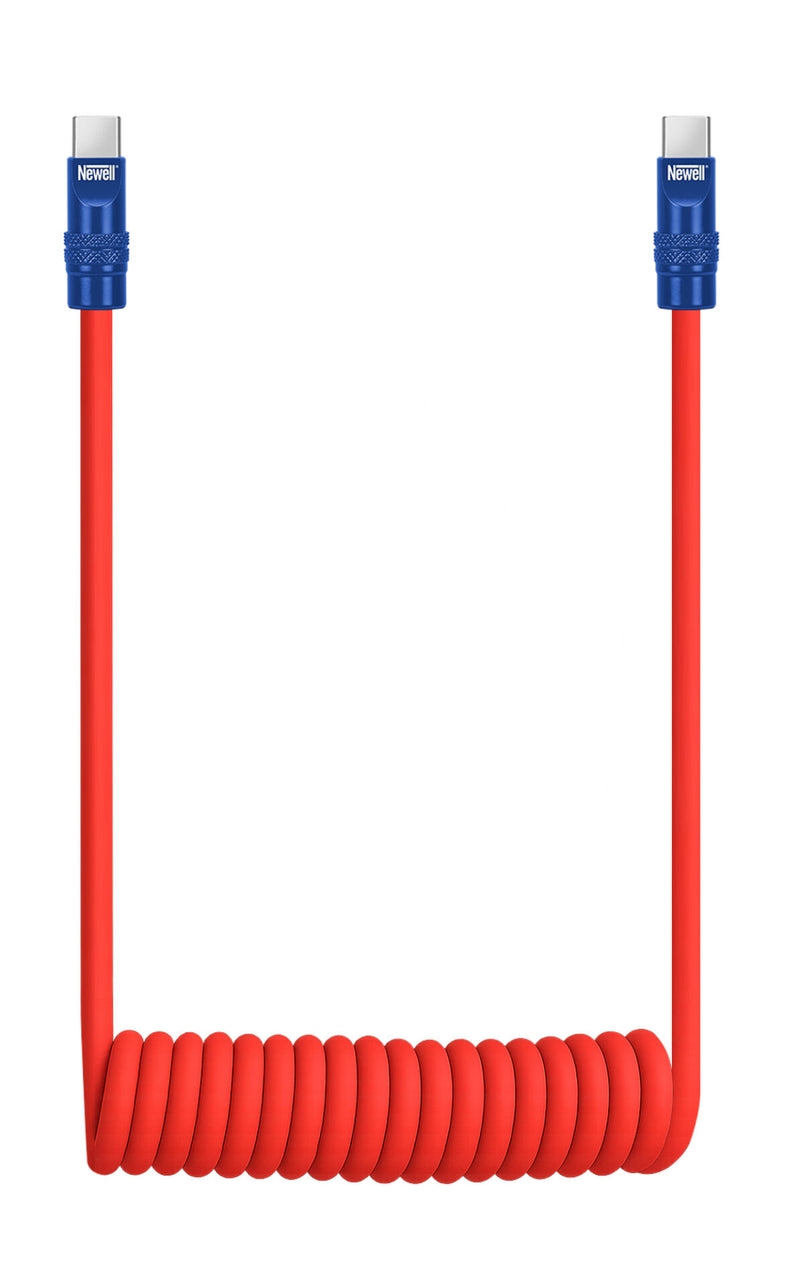 Newell USB-C - USB-C 100 W cable, 2 m, Silicone, Spiral, Red-Navy Blue