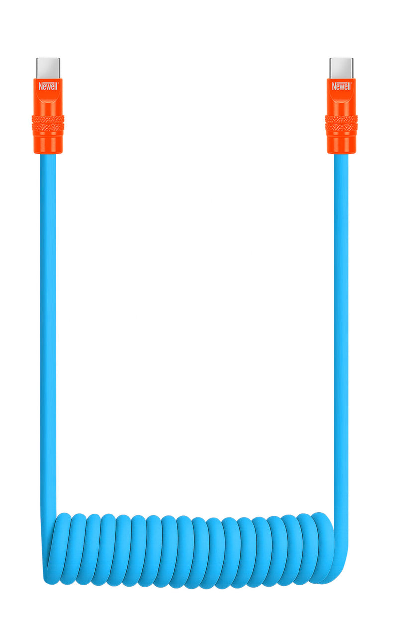 Newell USB-C - USB-C 100 W cable, 2 m, Silicone, Spiral, Blue-Orange