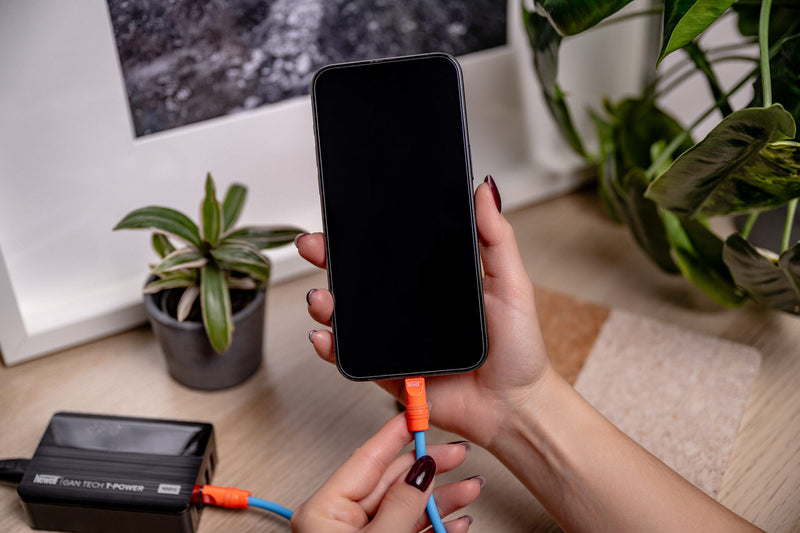Newell USB-C - USB-C 100 W cable, 2 m, Silicone, Spiral, Blue-Orange