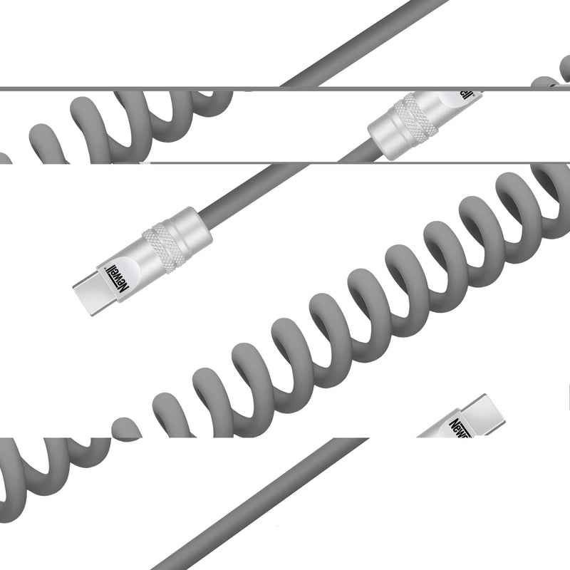 Newell USB-C - USB-C 100 W cable, 2 m, Silicone, Spiral, Grey