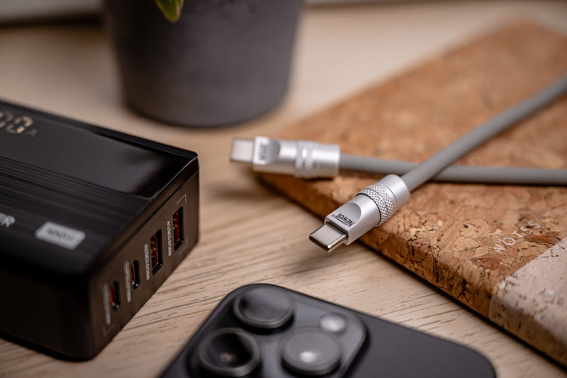 Newell USB-C - USB-C 100 W cable, 2 m, Silicone, Spiral, Grey
