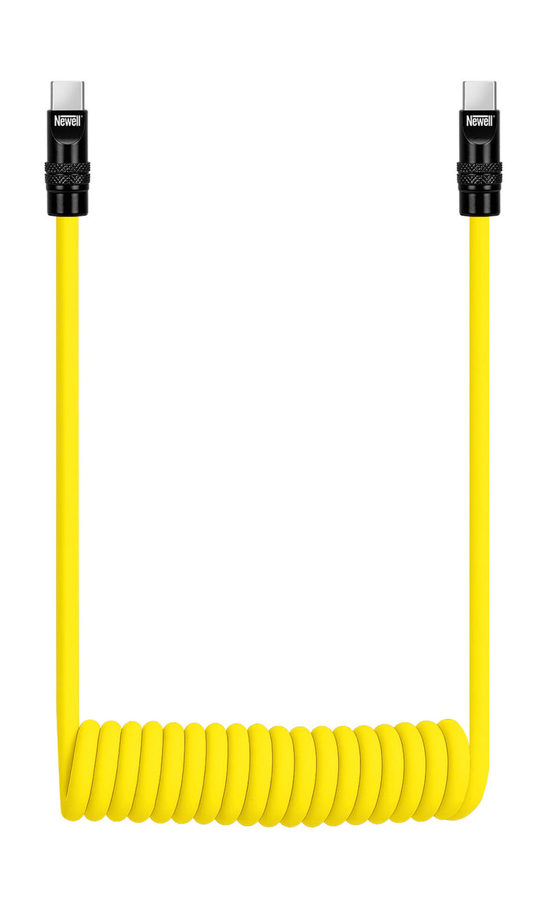 Newell USB-C - USB-C 100 W cable, 2 m, Silicone, Spiral, Yellow-Black