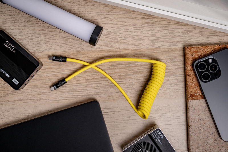 Newell USB-C - USB-C 100 W cable, 2 m, Silicone, Spiral, Yellow-Black