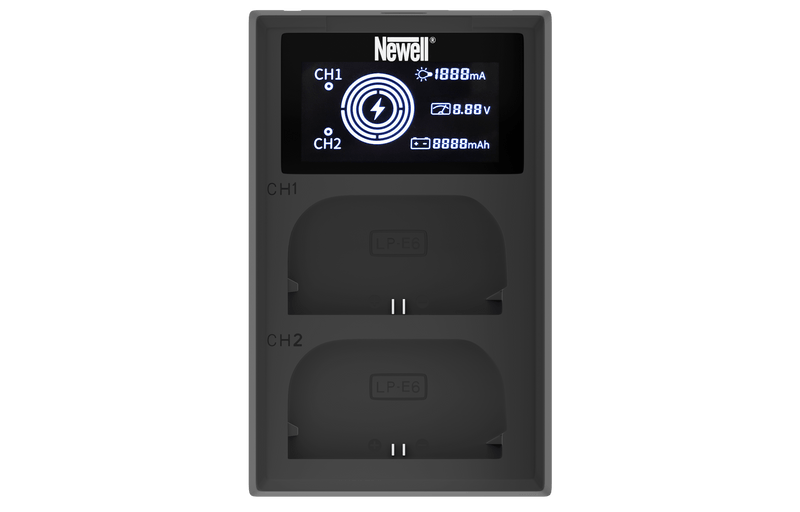Newell FDL-USB-C Dual Channel Charger for Canon LP-E6 Battery