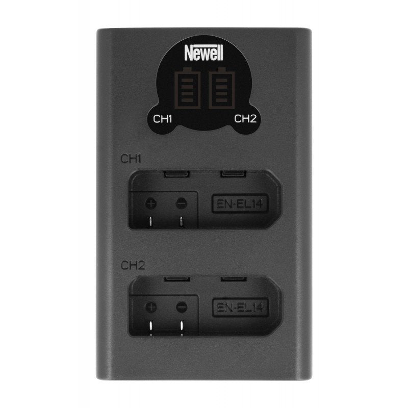 Set 1x Newell DL-USB-C charger and 2x EN-EL14 batteries for Nikon