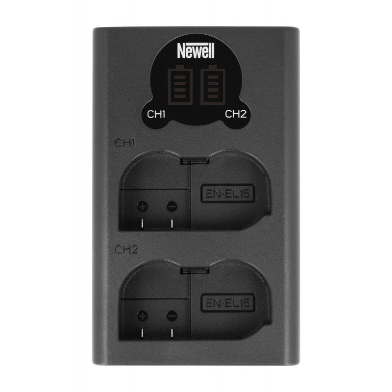 Set 1x Newell DL-USB-C charger and 2x EN-EL15b batteries for Nikon